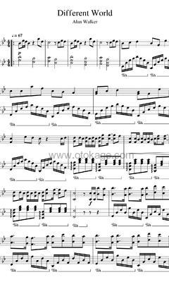 Alan Walker,K-391《Different World钢琴谱》降B调_完美融合情感