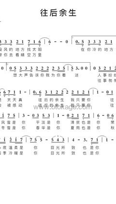 马良,刘惜君《往后余生人声谱》降D调_极致的音乐享受
