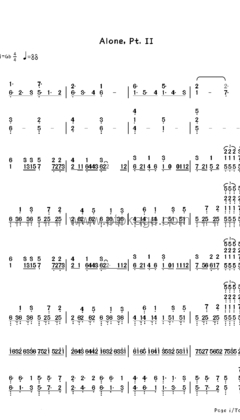 Alan Walker,Ava Max《Alone, Pt. II钢琴谱》降G调_节奏张弛有度