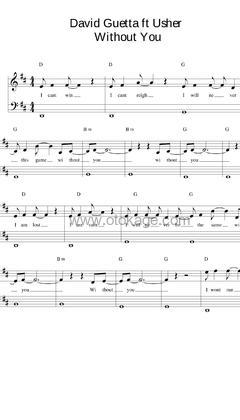 David Guetta,Usher《Without You钢琴谱》D调_音色温馨柔和