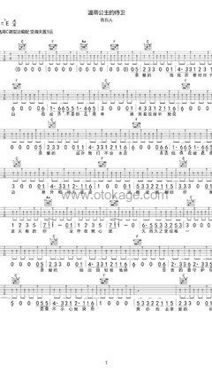 告五人《温蒂公主的侍卫吉他谱》C调_音符如画卷展开