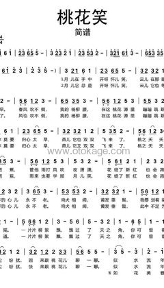 汪睿《桃花笑钢琴谱》C调_编曲简洁动人