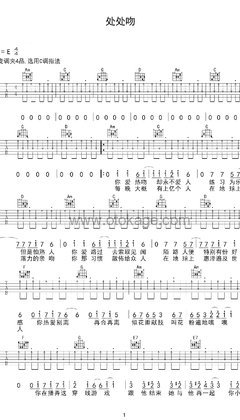 杨千嬅《处处吻吉他谱》E调_音色温馨柔和