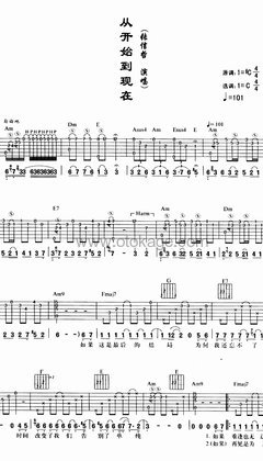 张信哲《从开始到现在吉他谱》升C调_旋律感人至极