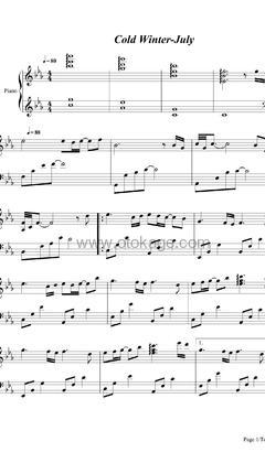 July《Cold Winter钢琴谱》降E调_音色柔和迷人