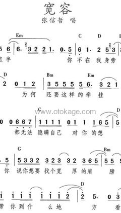 张信哲《宽容 (Live)吉他谱》C调_音符美得令人陶醉