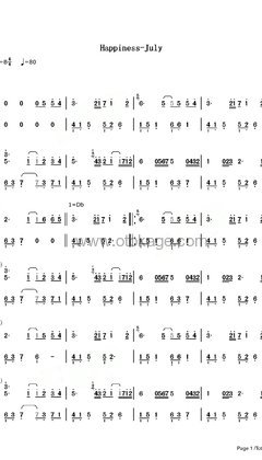 July《Happiness钢琴谱》B调_完美的声线搭配