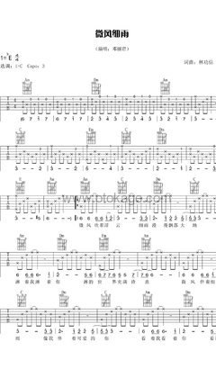 邓丽君《微风细雨吉他谱》C调_完美平衡的音调