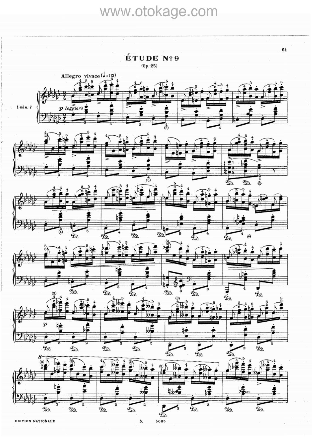 Vladimir Ashkenazy《12 Etudes, op. 25:No. 9 in G flat major "Butterfly Wings"钢琴谱》降G调_旋律清新自然