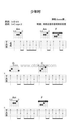 Assen捷《少年时吉他谱》D调_完美平衡的音色