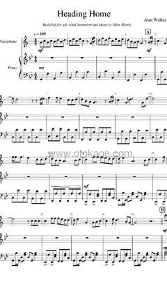 Alan Walker,Ruben《Heading Home钢琴谱》降B调_音色柔和迷人