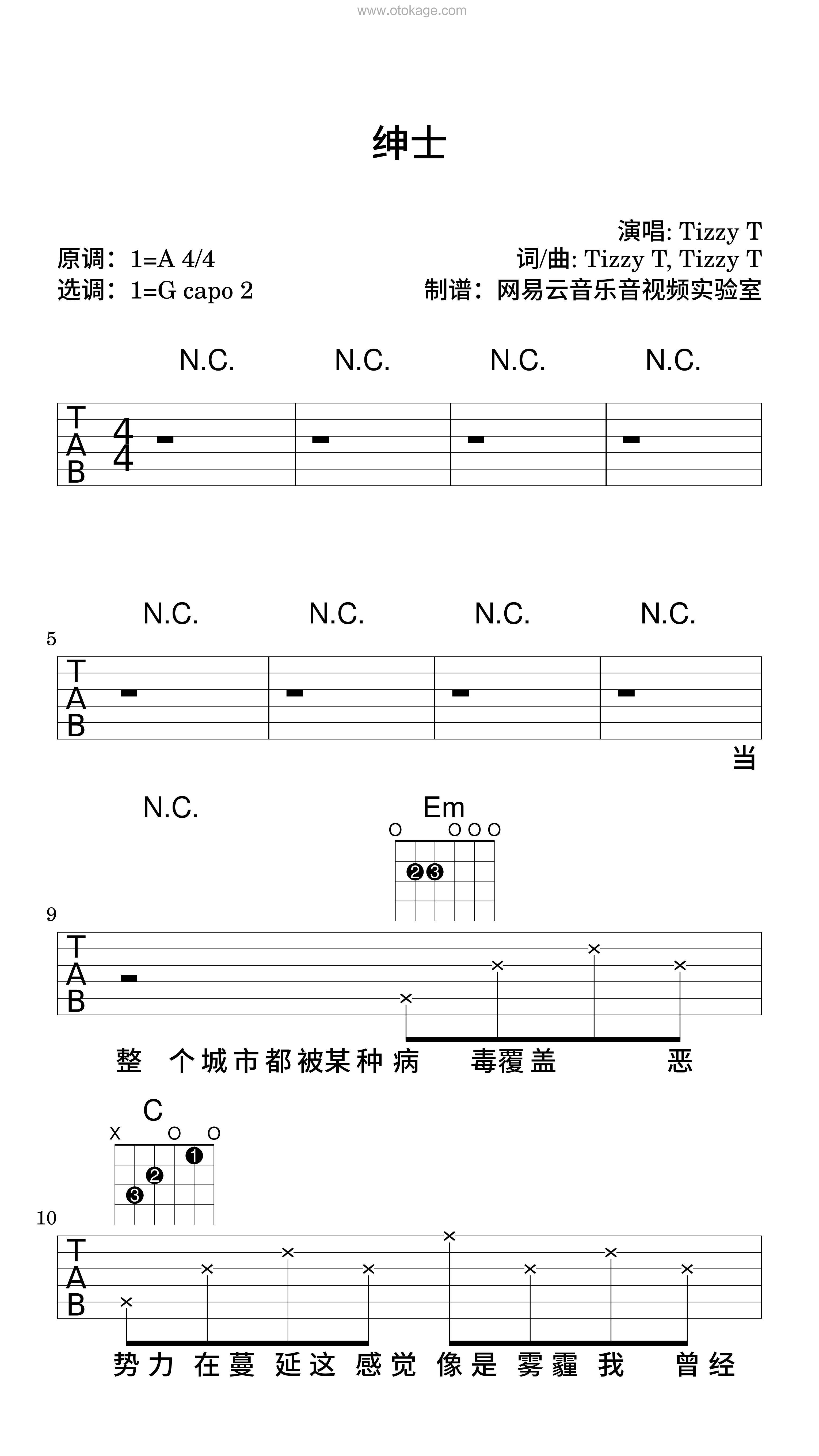 TizzyT《绅士吉他谱》A调_编配充满想象力