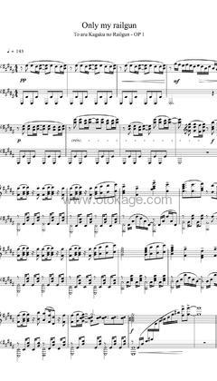 Animenz《Only my railgun - 某科学的超电磁炮 OP1钢琴谱》B调_音符美得令人陶醉