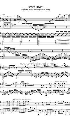 Animenz《Brave Heart - 数码宝贝进化曲钢琴谱》C调_音符如流水般柔和
