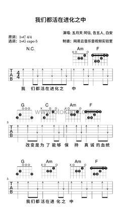 五月天 阿信,告五人《我们都活在进化之中吉他谱》C调_音符与情感共鸣