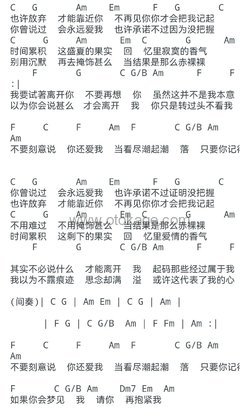 莫文蔚《盛夏的果实吉他谱》C调_旋律优雅如梦