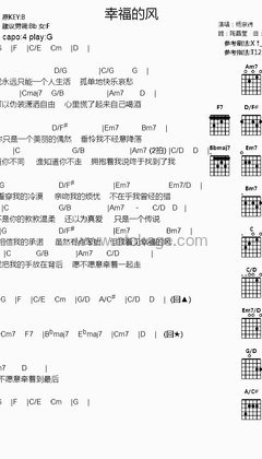 杨宗纬《幸福的风吉他谱》B调_音乐沁人心扉