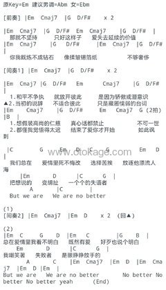 蔡健雅《失语者吉他谱》E调_编配细致入微
