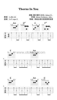 塞壬唱片-MSR,Adam Gubman《Thorns In You吉他谱》降E调_旋律充满温情