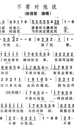 张信哲《不要对他说人声谱》G调_编配打动人心