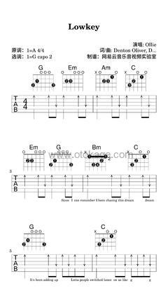 Ollie《Lowkey吉他谱》A调_令人难忘的和声