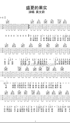 莫文蔚《盛夏的果实吉他谱》C调_旋律打动心灵