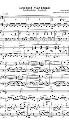 Animenz《Swordland - 刀剑神域 OST钢琴谱》E调_旋律优美流畅
