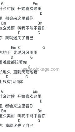 任贤齐《爱的路上只有我和你吉他谱》G调_完美的音乐细节