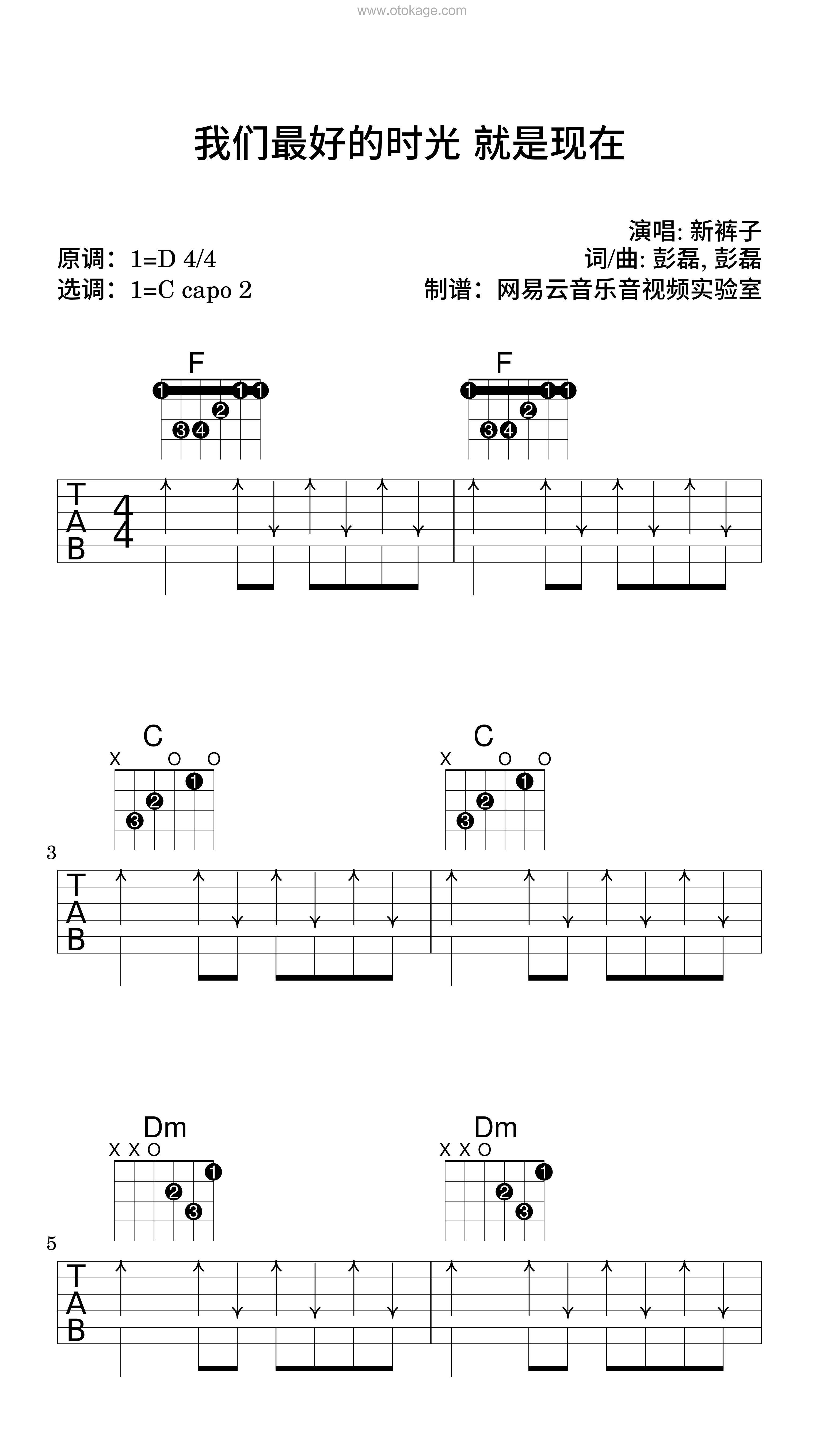 新裤子《我们最好的时光 就是现在吉他谱》D调_悠扬婉转的旋律