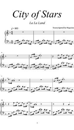Ryan Gosling,Emma Stone《City Of Stars (From "La La Land" Soundtrack)钢琴谱》升G调_完美融合情感