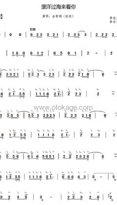 娃娃《飘洋过海来看你古筝谱》D调_旋律清新自然