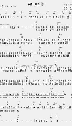 孙楠《留什么给你吉他谱》C调_音符美得令人陶醉