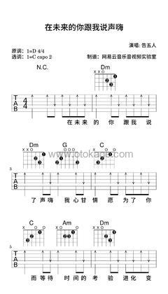 告五人《在未来的你跟我说声嗨吉他谱》D调_音色纯净通透