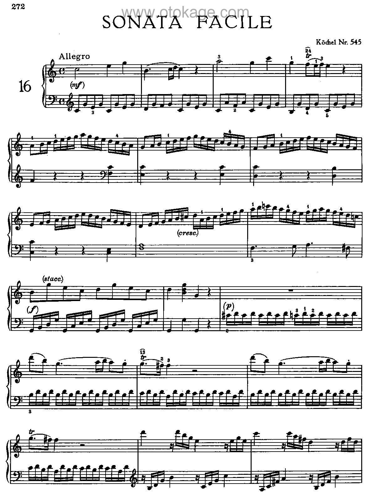 郎朗《Piano Sonata No. 16 in C Major, K. 545 "Sonata facile":I. Allegro钢琴谱》C调_旋律缓缓流淌