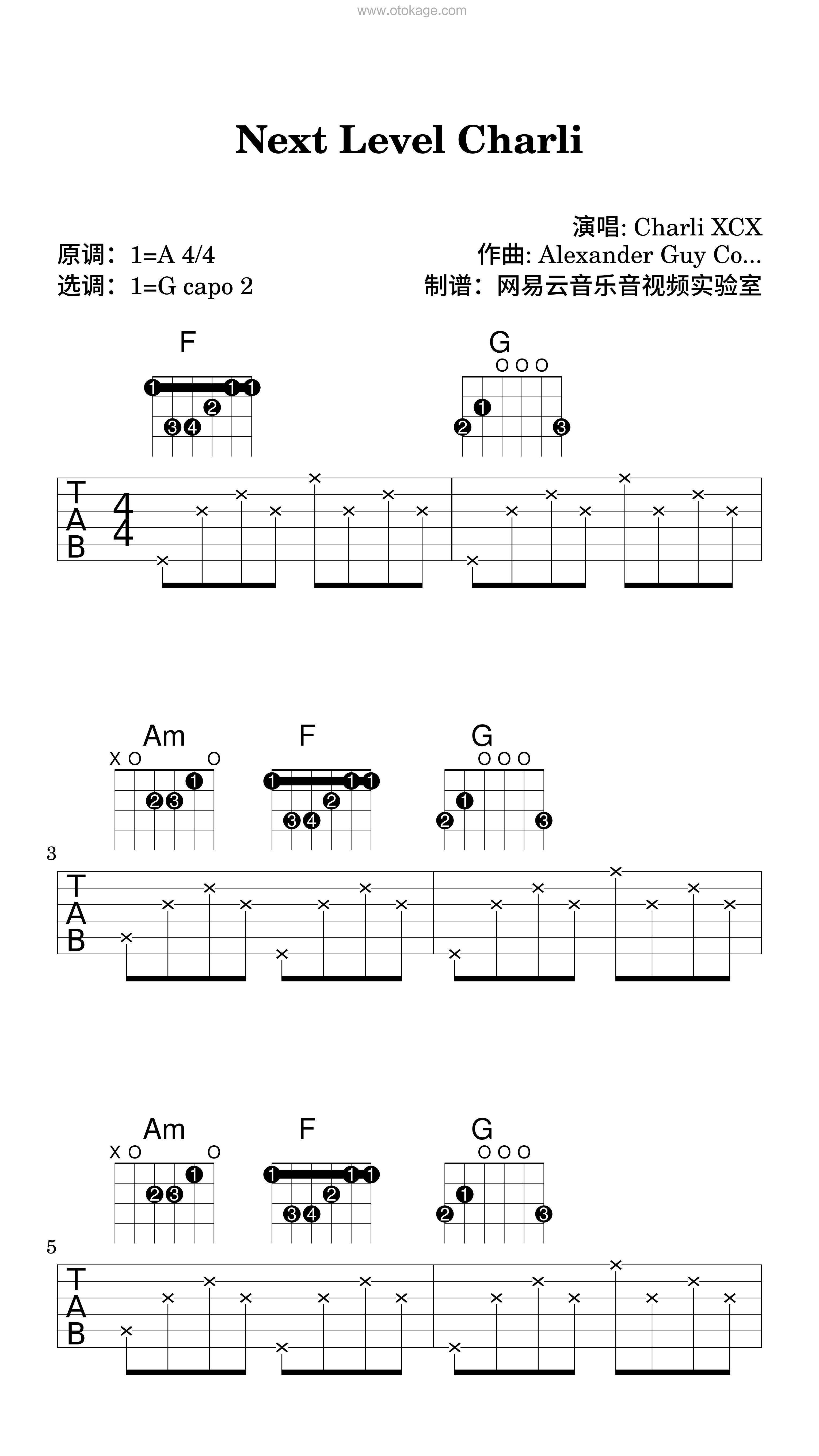 Charli XCX《Next Level Charli吉他谱》A调_旋律深刻动人