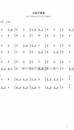 宝宝巴士《小兔子乖乖钢琴谱》C调_旋律宁静优美