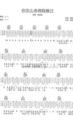 黄品源《你怎么舍得我难过吉他谱》C调_完美节奏编排