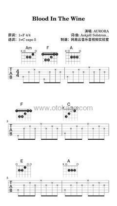 AURORA《Blood In The Wine吉他谱》F调_节奏节节升高