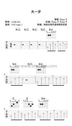 TizzyT《大一岁吉他谱》降A调_旋律沁人心田