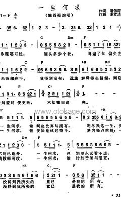 陈百强《一生何求人声谱》F调_旋律如诗如画