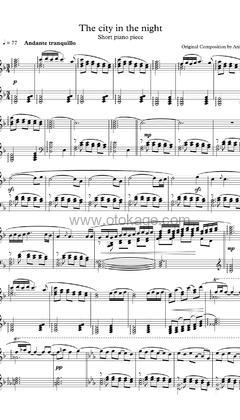 Animenz《The City in the Night [Original Piano Composition]钢琴谱》D调_旋律感人肺腑
