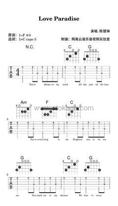 陈慧琳《Love Paradise吉他谱》F调_旋律悦耳动听