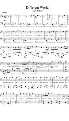 Alan Walker,K-391《Different World钢琴谱》降B调_音乐纯净感人