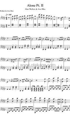 Alan Walker,Ava Max《Alone, Pt. II钢琴谱》降G调_充满诗意的编配