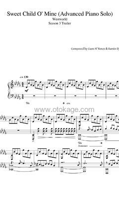 Ramin Djawadi《Sweet Child O' Mine钢琴谱》降D调_柔和的音色渲染