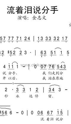 金志文《流着泪说分手人声谱》C调_旋律悦耳动听
