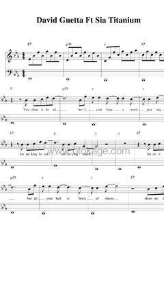 David Guetta,Sia《Titanium钢琴谱》降E调_音符纯净如水