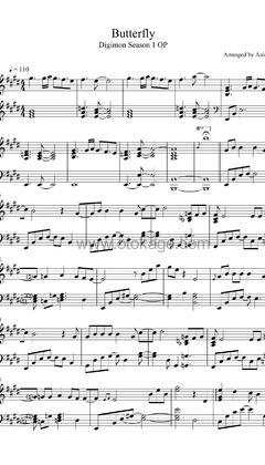 Animenz《Butterfly - 数码宝贝 OP钢琴谱》E调_音乐纯净感人