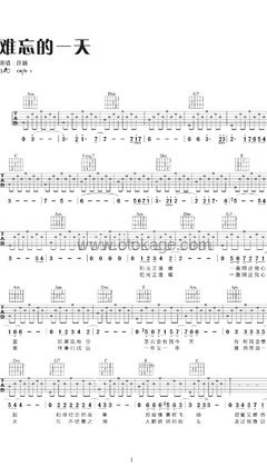 许巍《难忘的一天吉他谱》升C调_音色温暖动人