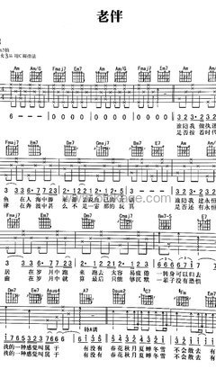 李荣浩《老伴吉他谱》降E调_旋律深刻动人